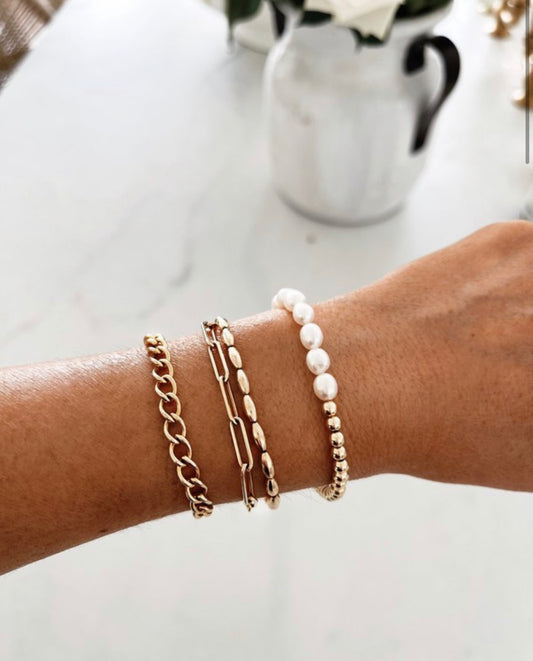 18K Plated Pearl Stretch Bracelet