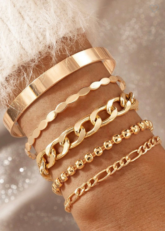 5 Piece Gold Chain Bracelet