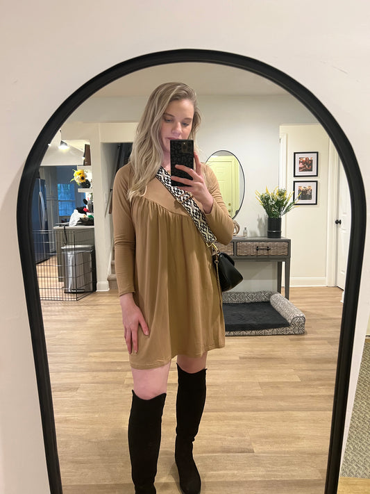 Brown Long Sleeve Dress