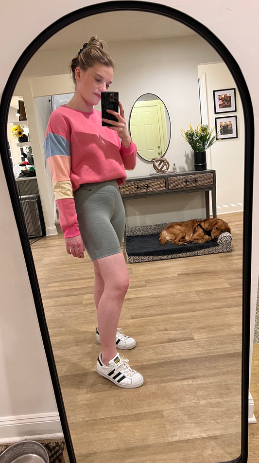 Pink Color Block Sweatshirt