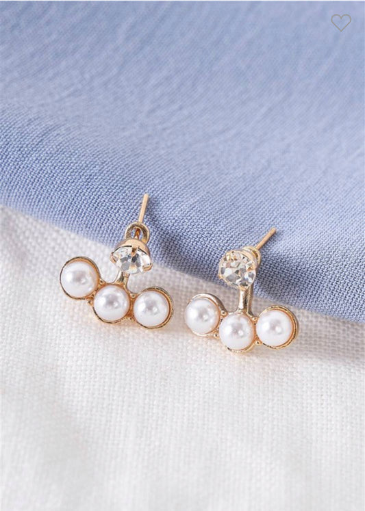 Gold Pearl Front Back Earring