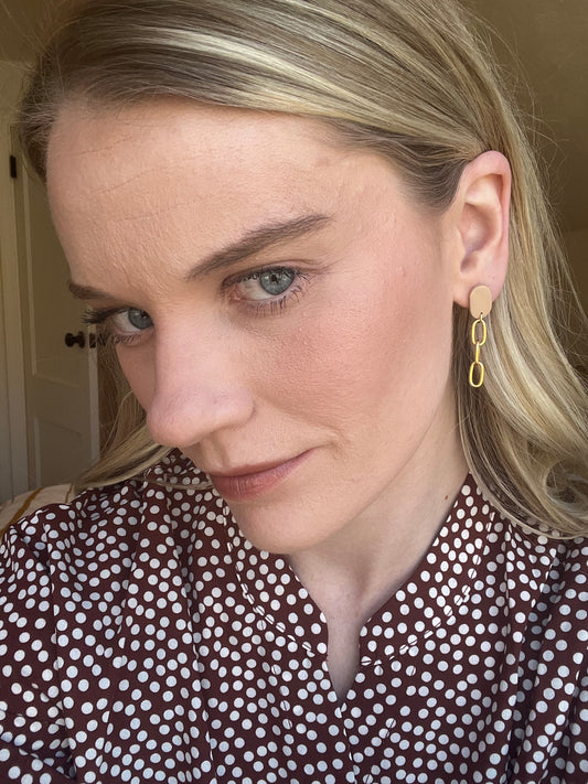 Beige Paper Clip Earrings